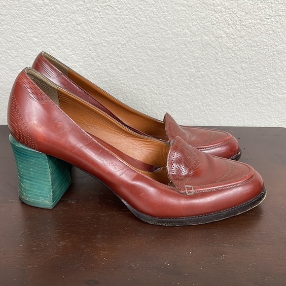 Fendi Austen Spazzolato Loafer Heels Bi Color Career Art To Wear Sz 40.5 - Picture 7 of 16